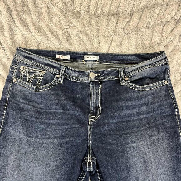 Vigoss Jeans Women 24 Slim Boot Mid Rise Medium Wash Stretch Denim Embroidered - Picture 3 of 9